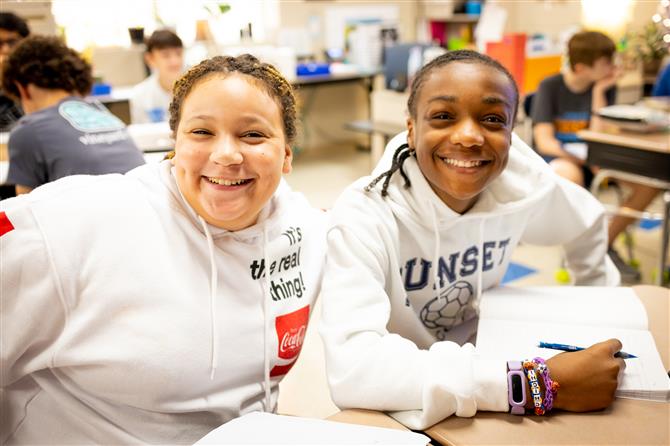 Sunset Middle students in a classroom